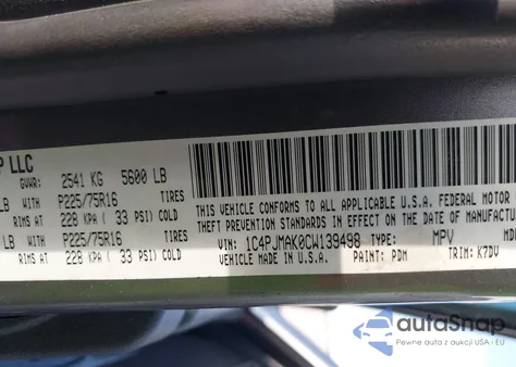 2012 Jeep Liberty Sport from USA, damaged, VIN 1C4PJMAK0CW139498